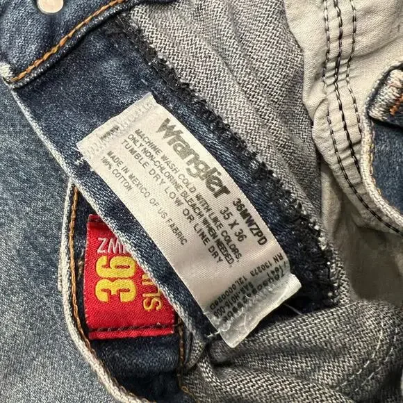 GUC Mens Wrangler Slim Fit Jeans 35x36 - Picture 4 of 4